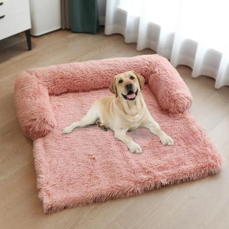 Removable Plush Large Dog Bed and Cat Pad - Washable Calming Cushion Blanket for Winter Comfort