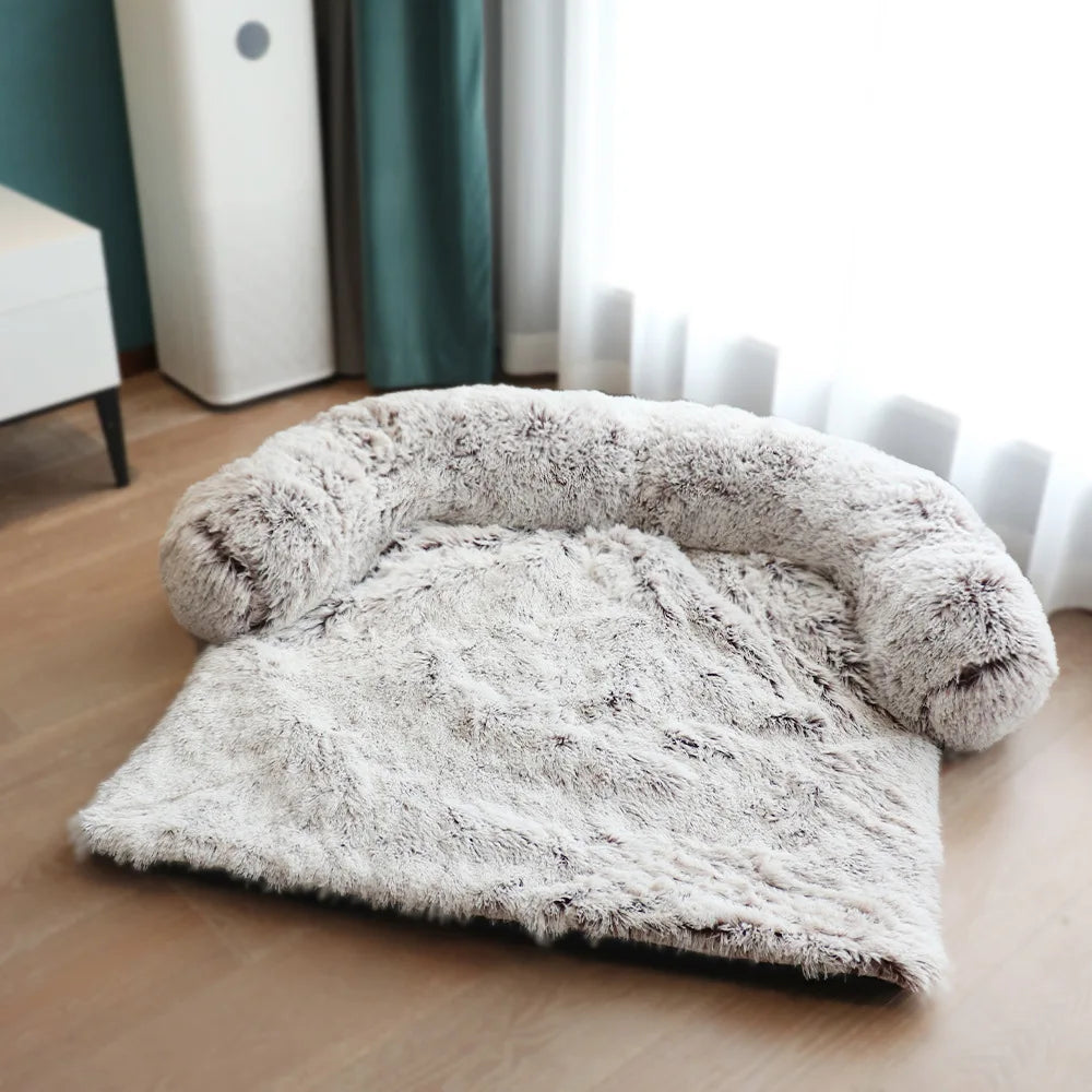 Removable Plush Large Dog Bed and Cat Pad - Washable Calming Cushion Blanket for Winter Comfort