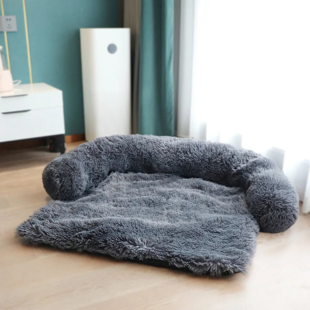 Removable Plush Large Dog Bed and Cat Pad - Washable Calming Cushion Blanket for Winter Comfort