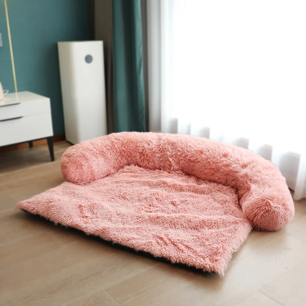 Removable Plush Large Dog Bed and Cat Pad - Washable Calming Cushion Blanket for Winter Comfort