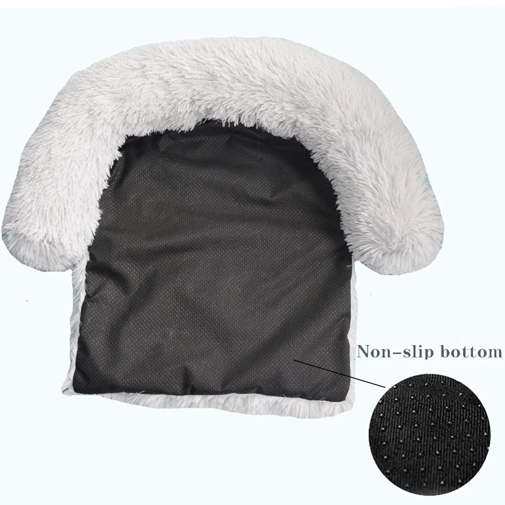 Removable Plush Large Dog Bed and Cat Pad - Washable Calming Cushion Blanket for Winter Comfort